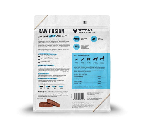 Vital Essentials Raw Fusion Galettes de bœuf surgelées pour chiens