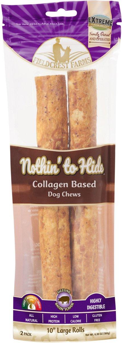Fieldcrest Farms Nothin' to Hide Bacon Roll Dog Treats, 10-in