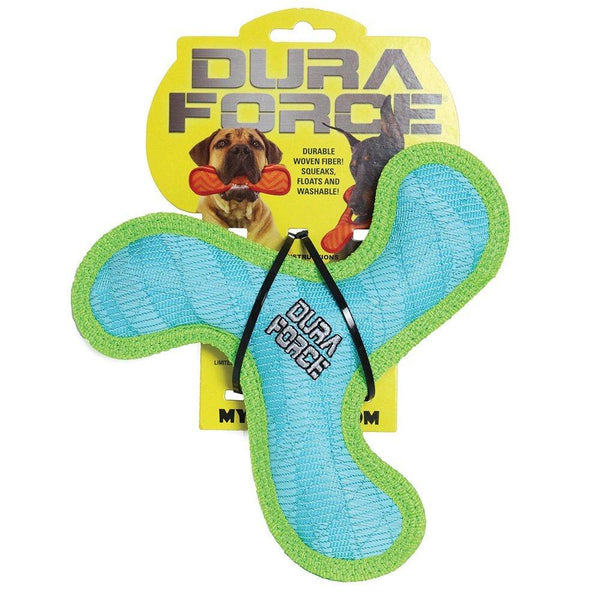 DuraForce Boomerang Dog Toy, Tiger Blue/Green