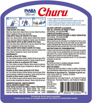 INABA Churu Tuna & Seafood Creamy Puree Variety Pack Grain-Free Cat Treats