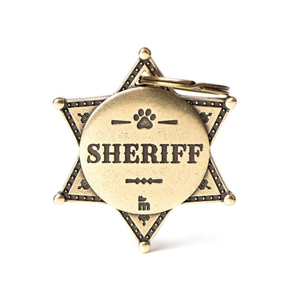 MyFamily Bronx English Brass Sheriff Badge Pet ID Tag, Medium