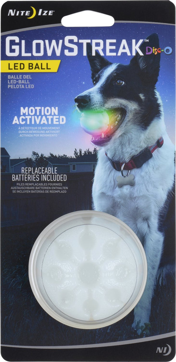 Nite Ize GlowStreak LED Ball Dog Toy, Disc-O