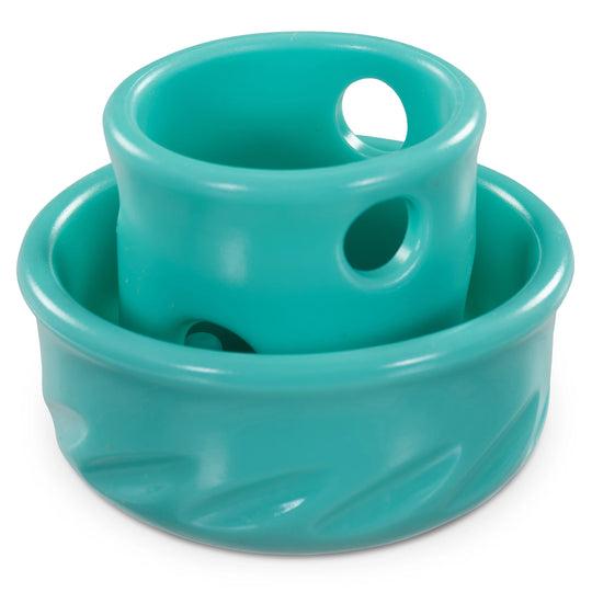 Messy Mutts Totally Pooched Puzzle'n Play Mushroom Dog Toy & Slow Feeder, Teal, Small