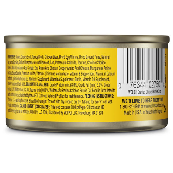 Wellness Complete Health Grain-Free Gravies Chicken Dinner Wet Cat Food Cans