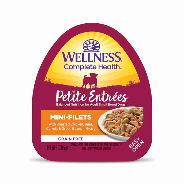 Wellness Petite Entrees Mini-Filets with Roasted Chicken, Beef, Carrots & Green Beans in Gravy Grain-Free Wet Dog Food