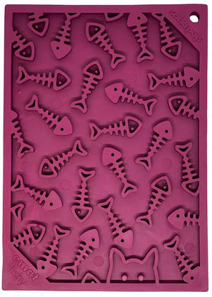SodaPup Tapis de léchage eMat Fishy Design, mangeoire lente pour chien, prune