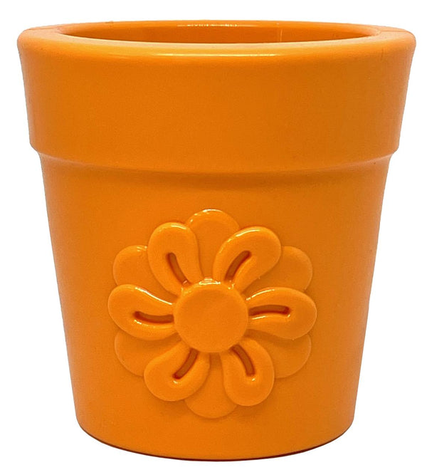 SodaPup Distributeur de friandises durable en caoutchouc Flower Pot & Jouet d’enrichissement pour chiens, Orange