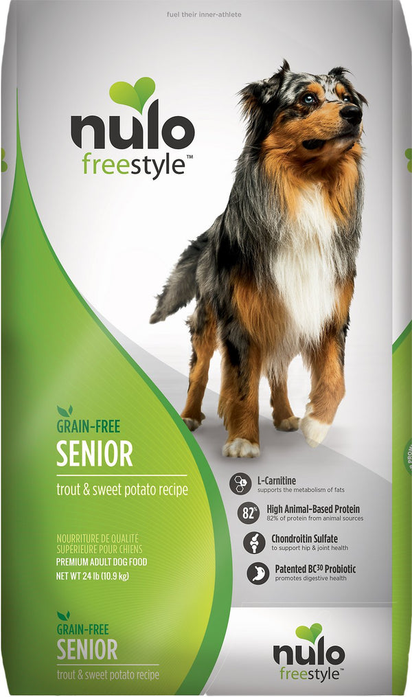 Nulo Dog Freestyle Truite et Patate Douce Sans céréales Recette pour chiens seniors croquettes pour chien
