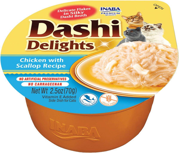INABA Dashi Delights Poulet au Pétoncle Garniture et Friandises pour Chat