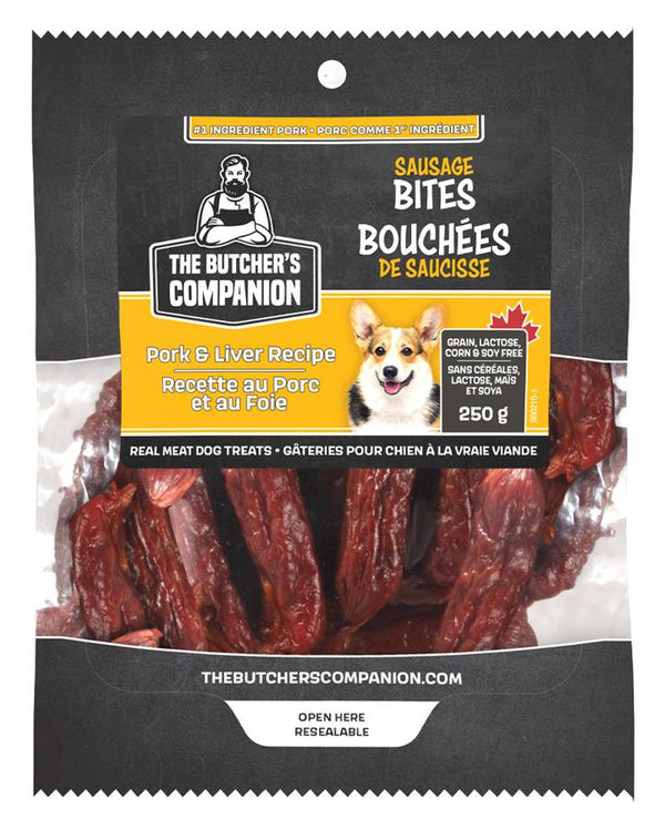 The Butcher's Companion Bouchées de Saucisse Porc & Foie Friandises pour Chiens (CA)