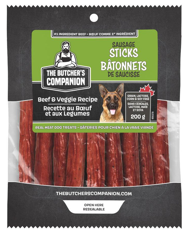 The Butcher's Companion Bâtonnets de Saucisse Boeuf & Légumes Friandises pour Chiens (CA)