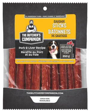 The Butcher's Companion Bâtonnets de Saucisse Porc & Foie Friandises pour Chiens (CA)