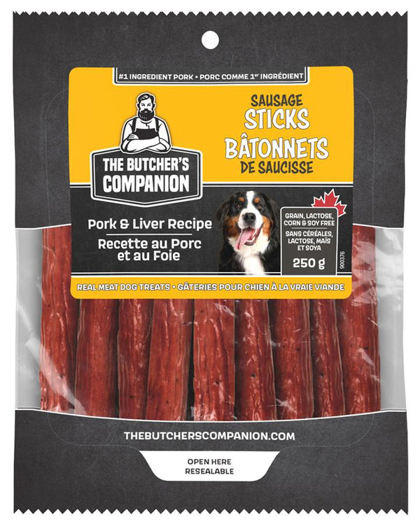 The Butcher's Companion Sausage Sticks Pork & Liver Dog Treats (CA)