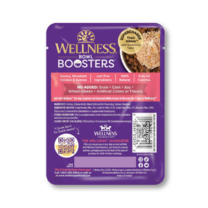 Wellness Bowl Boosters Simply Shreds Chicken, Wild Salmon & Pumpkin Grain-Free Wet Dog Food Topper, 2.8-oz