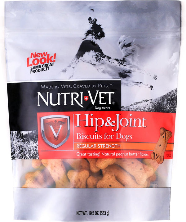Nutri-Vet Biscuits Force Régulière Hanches et Articulations pour Chiens Petits et Moyens Saveur Beurre de Cacahuète, 19,5 oz