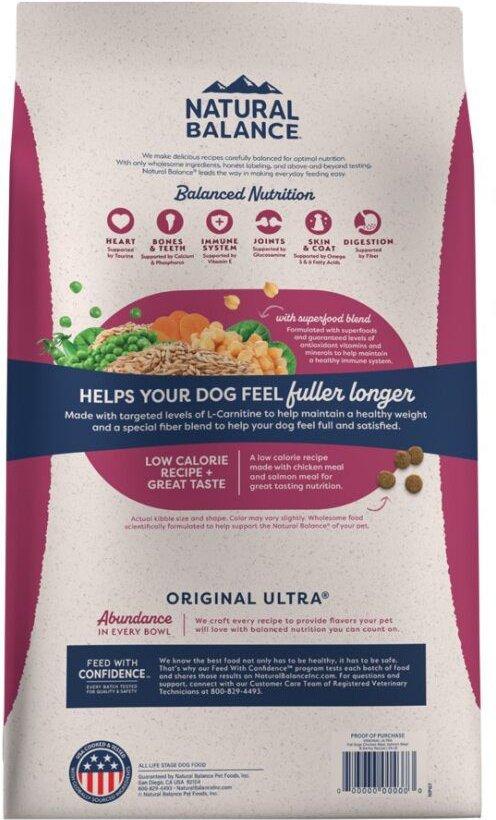 Natural Balance Ultra Fat Dogs Chicken, Salmon & Barley Dry Dog Food