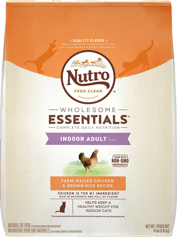 Nutro Wholesome Essentials Indoor Adult Farm-Raised Chicken & Brown Rice Recipe Dry Cat Food