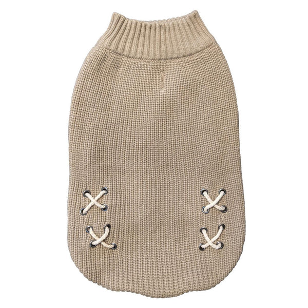 Ethical Fashion Pet Criss Cross Pet Sweater, Taupe