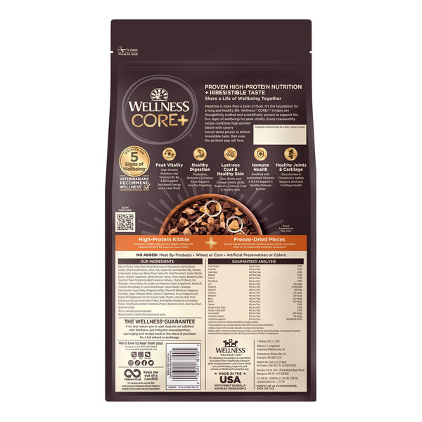 Wellness CORE+ Small Breed Original Turkey & Chicken Grain-Free Freeze-Dried Pieces Dry Dog Food