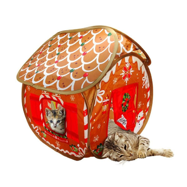 KONG Jouet pour chat Holiday Play Spaces Bungalow Pain d'épices.