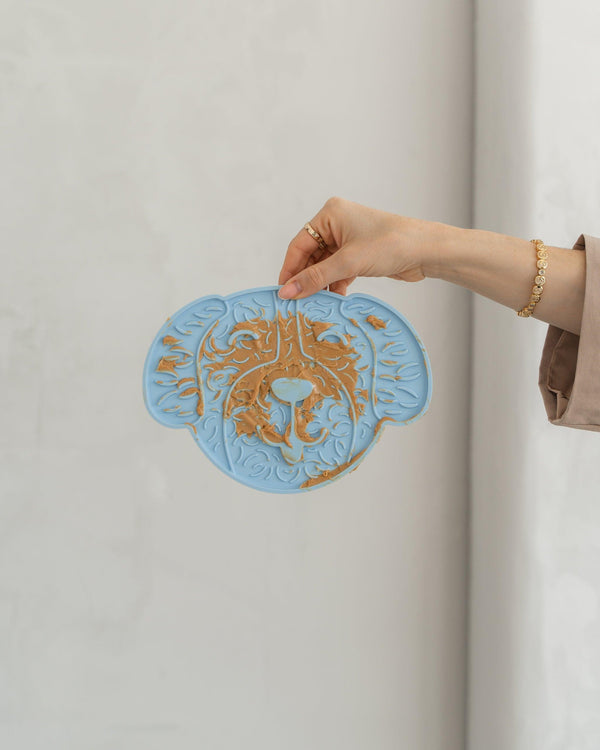 Dexypaws Dog Head Enrichment Licking Mat Dog Slow Feeder, Baby Blue