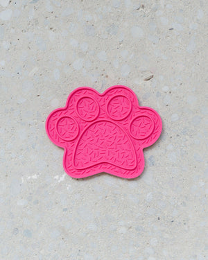 Dexypaws Paw Print Enrichment Licking Mat Dog Slow Feeder, Hot Pink