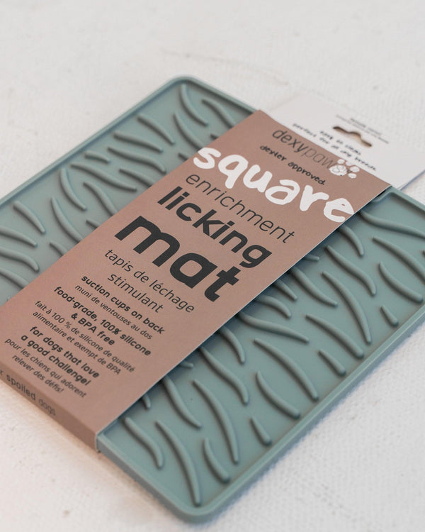 Dexypaws Square Textured Enrichment Licking Mat Dog Slow Feeder, Seafoam