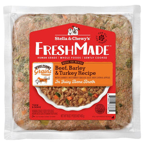 Stella & Chewy's FreshMade Bœuf, Orge & Dinde doucement cuits nourriture congelée pour chiens