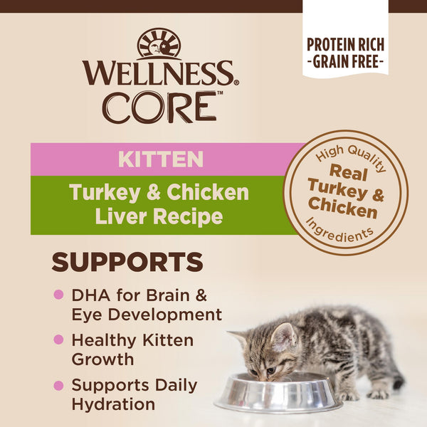 Wellness CORE Pate Turkey & Chicken Liver Natural Grain-Free Kitten Wet Cat Food Can