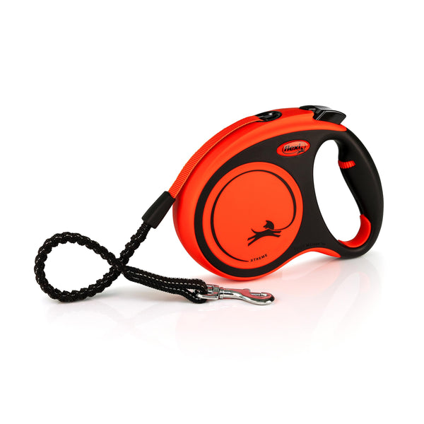 Flexi Xtreme Laisse rétractable ruban pour chien, Noir/Orange, Moyen
