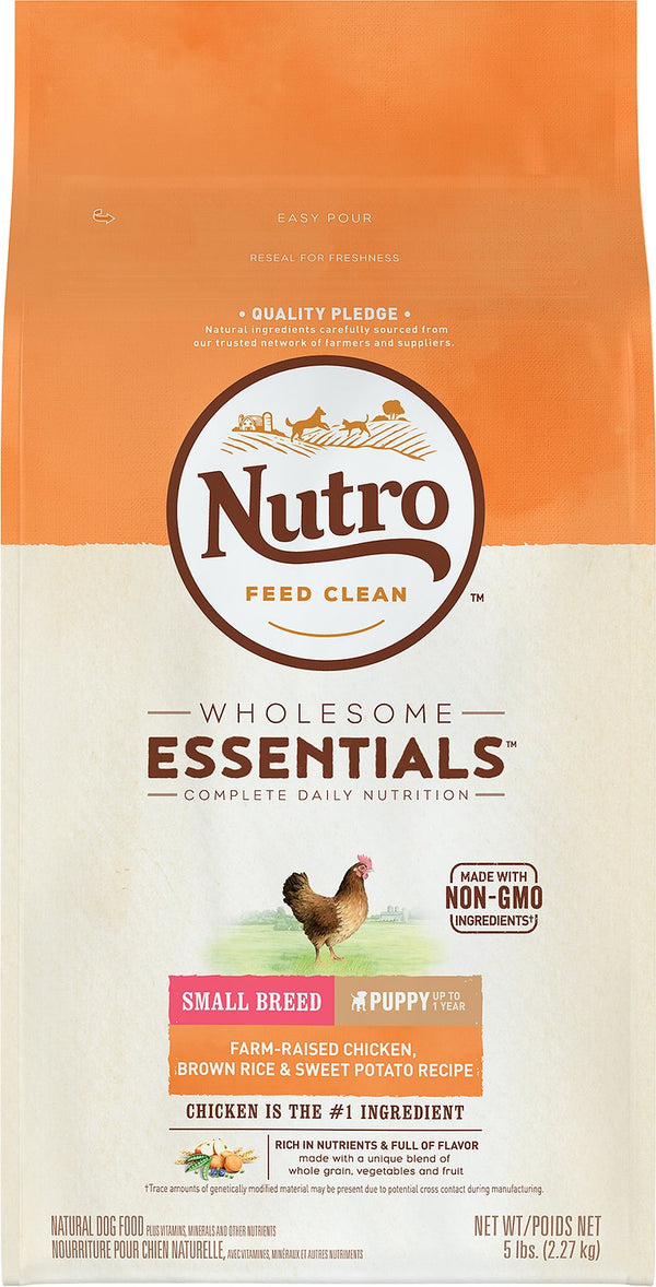 Nutro Wholesome Essentials Petite Race Chiot Poulet élevé en ferme, Riz brun et Patate douce Recette, 5-lb