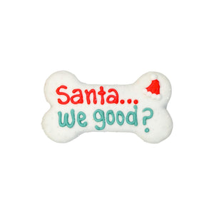 Bosco & Roxy's Friandises de Noël biscuits Père Noël 'We Good?' pour chiens, 6 pouces