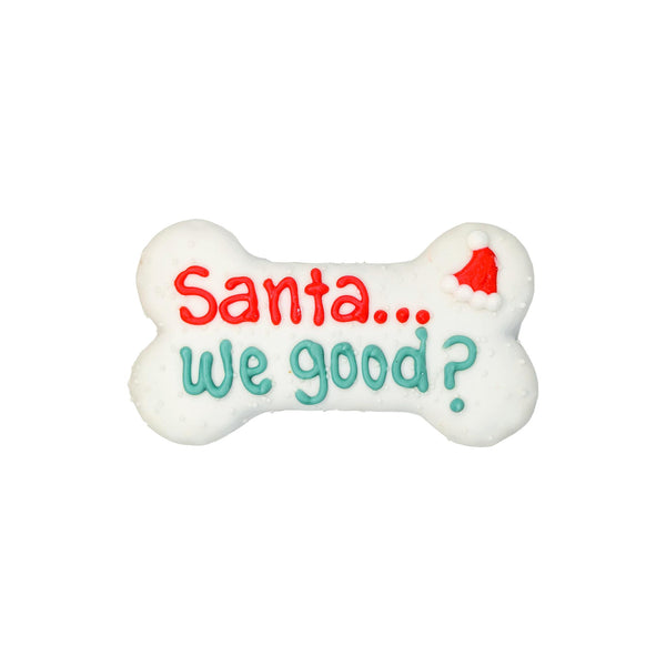 Bosco & Roxy's Friandises de Noël biscuits Père Noël 'We Good?' pour chiens, 6 pouces
