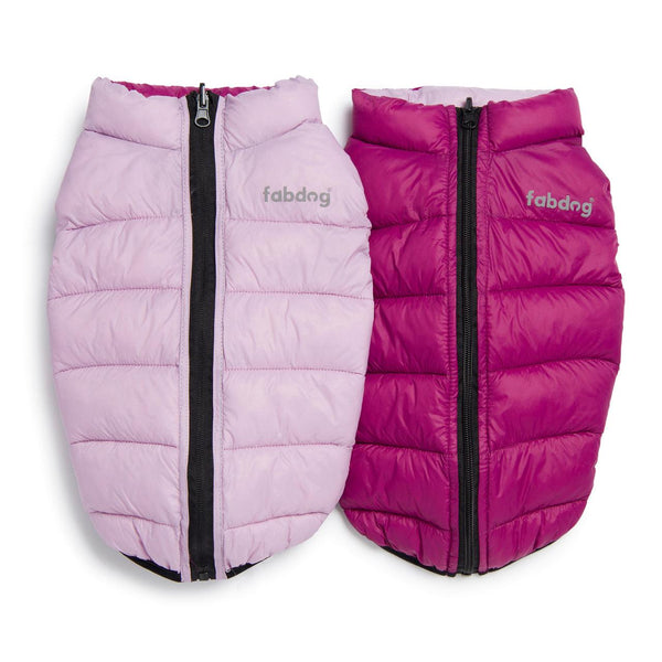 fabdog Pack N' Go Reversible Puffer Dog Coat, Purple Combo