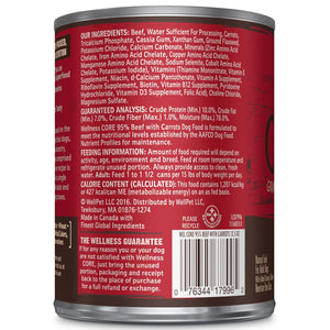 Wellness CORE 95% Grain-Free Beef & Carrots Wet Dog Food Can