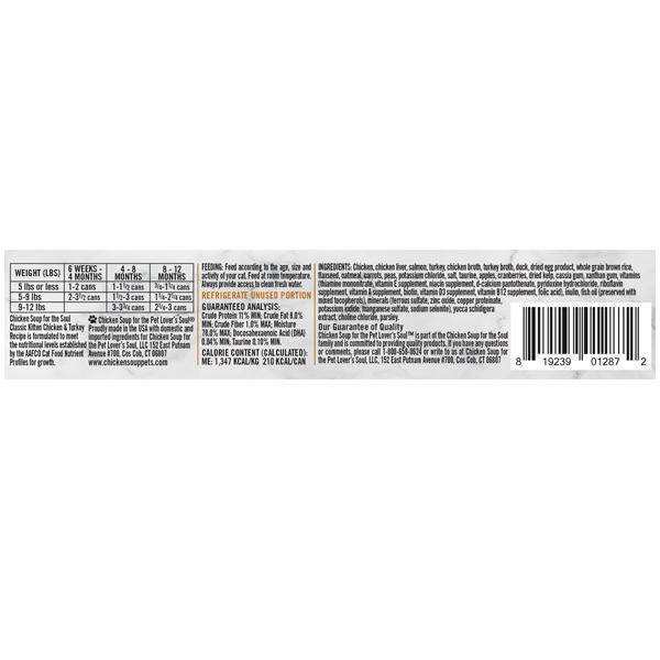 Chicken Soup for the Soul Classic Chicken & Turkey Pate Kitten Wet Cat Food Can