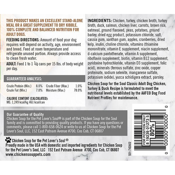 Chicken Soup for the Soul Classic Chicken, Turkey & Duck Pate Adult Wet Dog Food Can