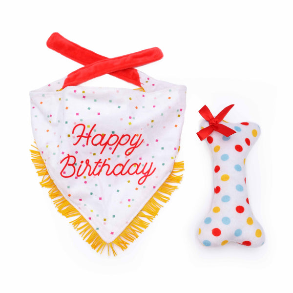 ZippyPaws Birthday Bandana & Bone for Dogs