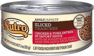 Nutro Adult Sliced Chicken & Tuna Entree in Savory Sauce Grain-Free Canned Cat Food