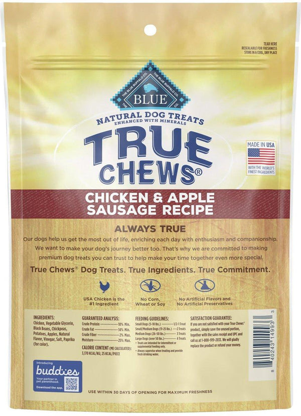 Blue Buffalo True Chews Friandises Naturelles Saucisse Poulet & Pomme pour Chiens