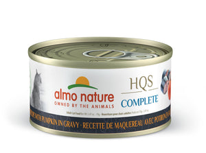 Almo Nature HQS Complete Mackerel Recipe with Pumpkin in Gravy Wet Cat Food Can