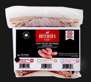 The Butcher's Pup Saucisses de bœuf sous vide surgelées pour chiens