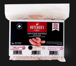 The Butcher's Pup Saucisses de poulet sous vide surgelées pour chiens