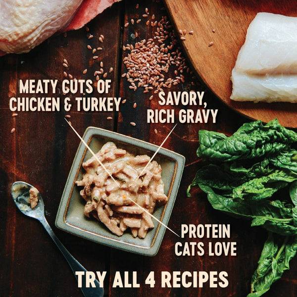 Wellness CORE Hearty Cuts in Gravy Shredded Chicken & Turkey Grain-Free Wet Cat Food Cans