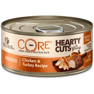 Wellness CORE Hearty Cuts in Gravy Shredded Chicken & Turkey Grain-Free Wet Cat Food Cans