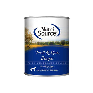 NutriSource Trout & Rice Wet Dog Food Can