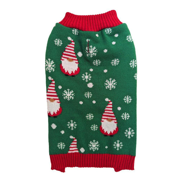 Ethical Fashion Pet Holiday Gnome Dog Sweater, Green
