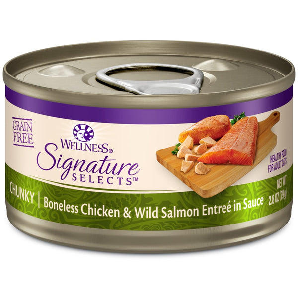 Wellness CORE Signature Selects Chunky Boneless Chicken & Wild Salmon Entree in Sauce Grain-Free Wet Cat Food Cans