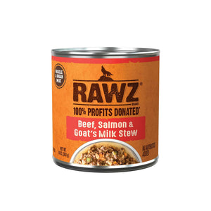 RAWZ Stew Beef, Salmon & Goat's Milk Wet Dog Food Can