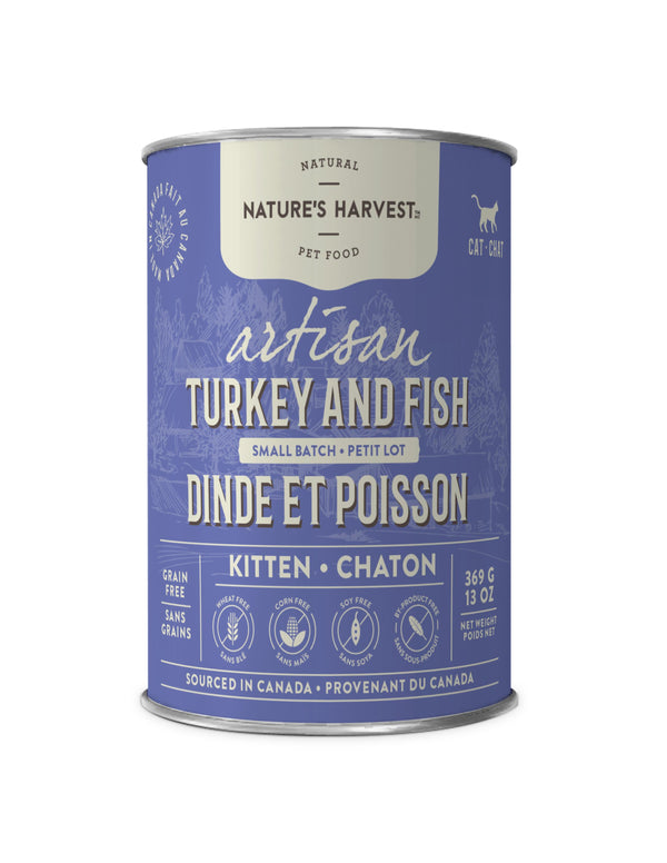 Nature's Harvest Artisan Turkey & Fish Wet Cat Food Can